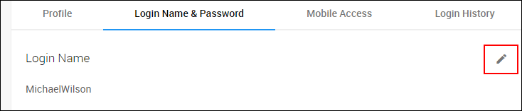 Screen to change password