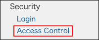 Screenshot: "Access Control" is highlighted