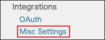 Screenshot: "Misc Settings" is highlighted
