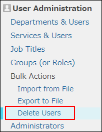 Screenshot: "Delete Users" is highlighted
