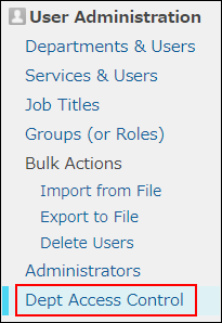 Screenshot: "Department Access Control" is highlighted