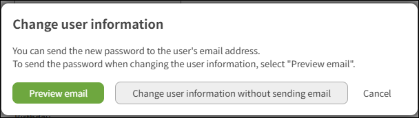 Screenshot: The "Change user information" dialog is displayed
