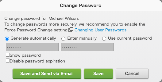 Screenshot: Change Password dialog