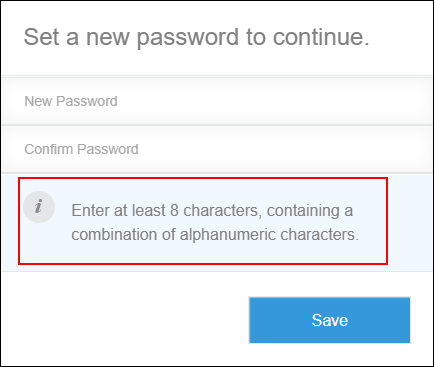 Screen to require password change