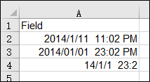 Screenshot: Example of date and time entered in the file