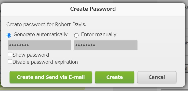 Image of the &quot;Create Password&quot; dialog