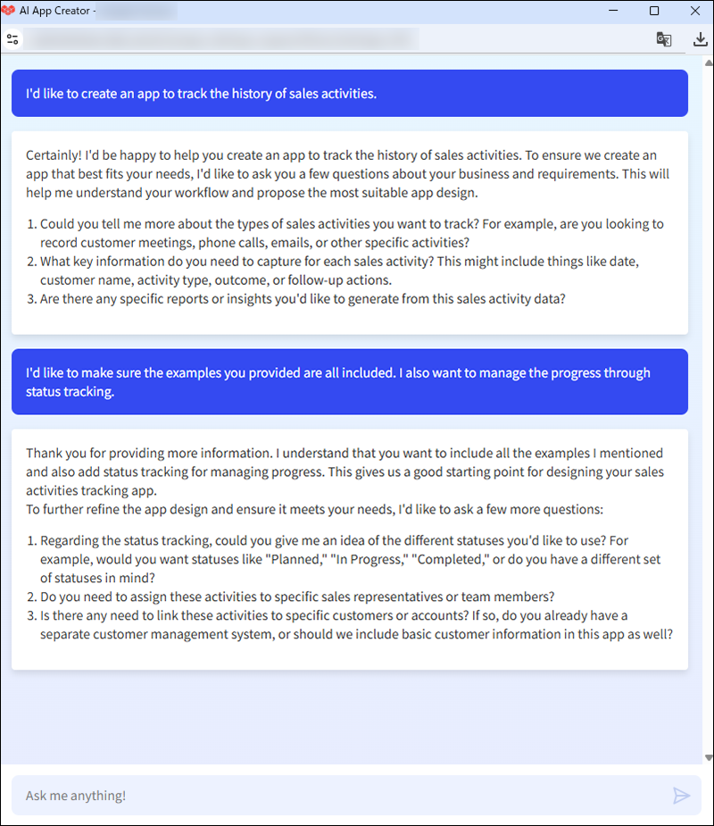 Screenshot: The AI App Creator