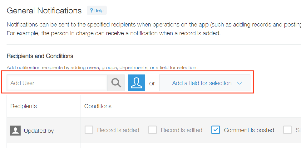 Configuring notification recipients