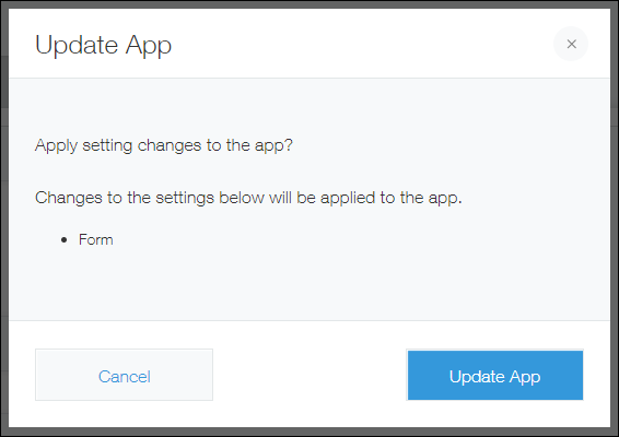 Screenshot: The "Update App" dialog