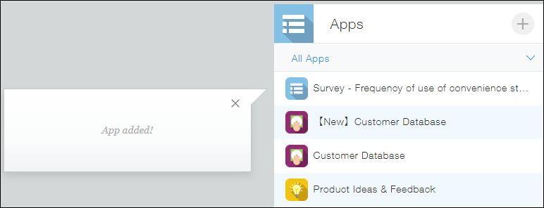 Screenshot: An app is added on Portal