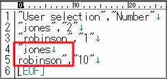 Screenshot: Example of how to enter the data in a file using a text editor