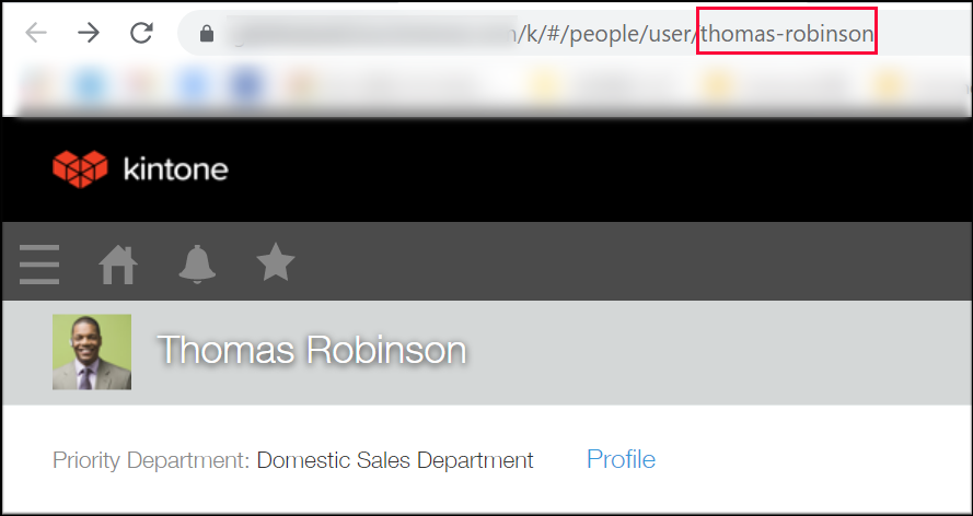 Screenshot: The URL of a user's People page