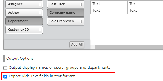 Exporting &quot;Rich text&quot; fields in text format