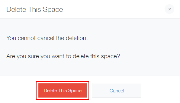 Delete This Space confirmation dialog