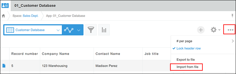Captura de pantalla: Selección de la opción de menú en la pantalla "Vista"