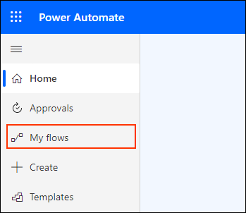Screenshot: The screen that appears when you sign in to Microsoft Power Automate