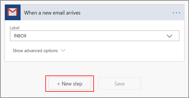 Screenshot: The "New step" button