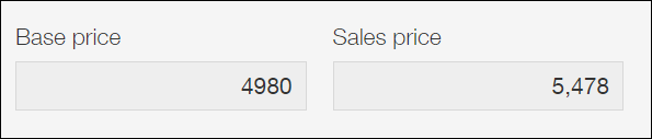 Screenshot: The sales price is automatically calculated