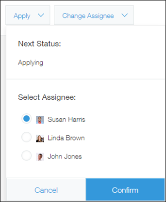 Selecting an assignee from users