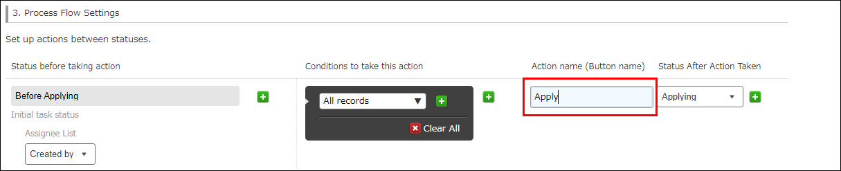 Screenshot: "Action name (Button name)"