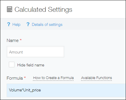 Screenshot: Setting a formula