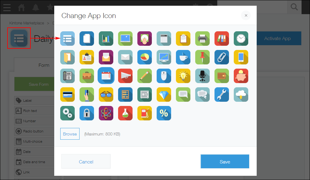 Screenshot: The "Change App Icon" dialog